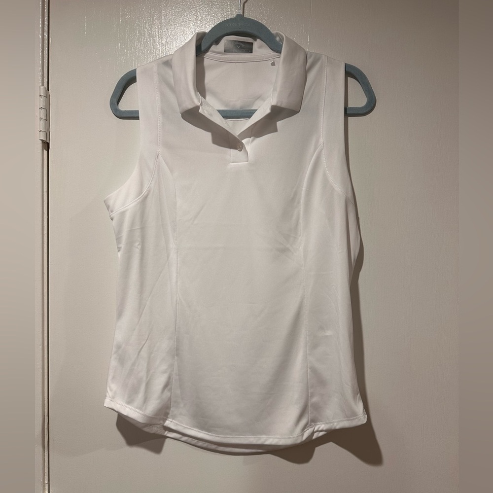 Callaway White Sleeveless Polo Tank Top